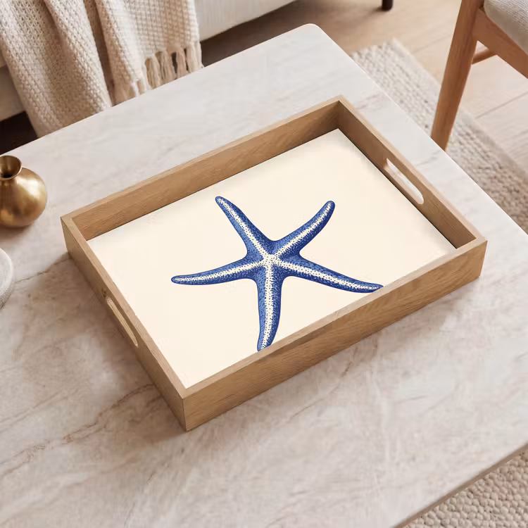 Plateau - Etoile de mer bleue - Minimaliste - Beige — 2