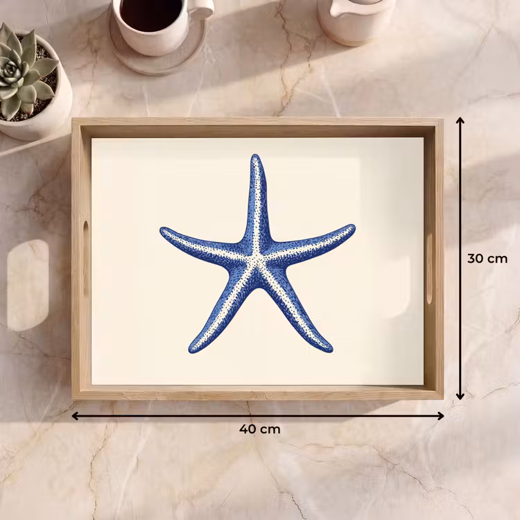 Plateau - Etoile de mer bleue - Minimaliste - Beige — 7