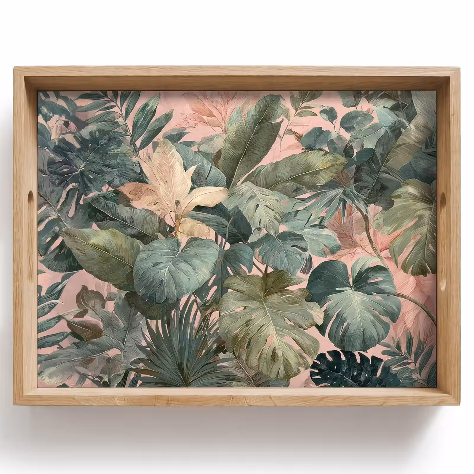 Plateau - Composition des feuilles - Vertes - Roses — 1