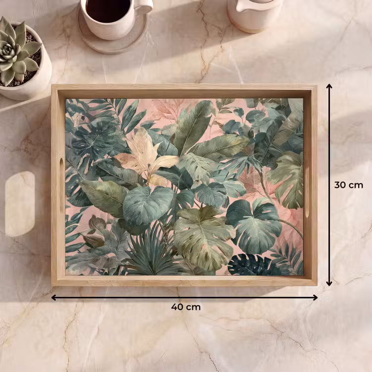Plateau - Composition des feuilles - Vertes - Roses — 7