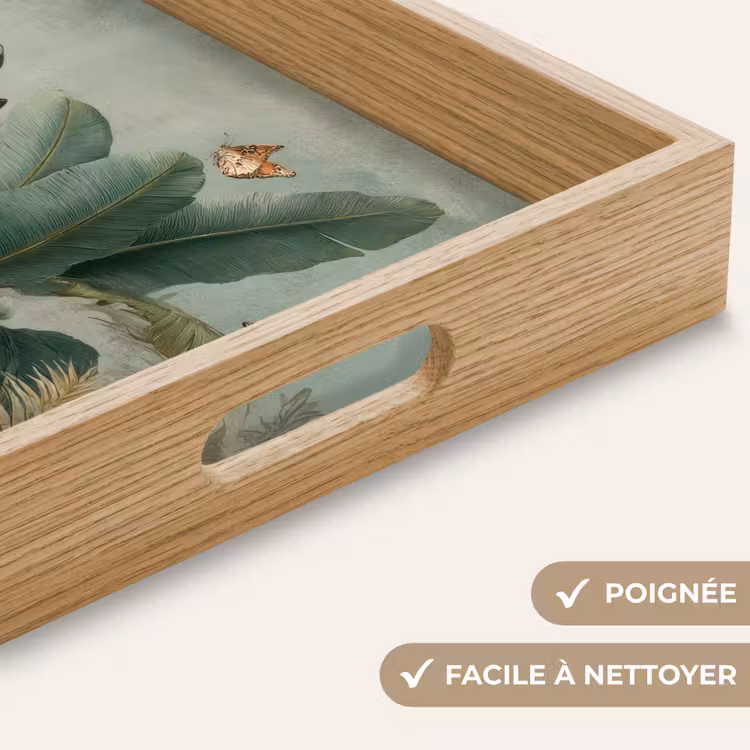 Plateau - Feuillage tropical - Papillons - vert - Marron — 8