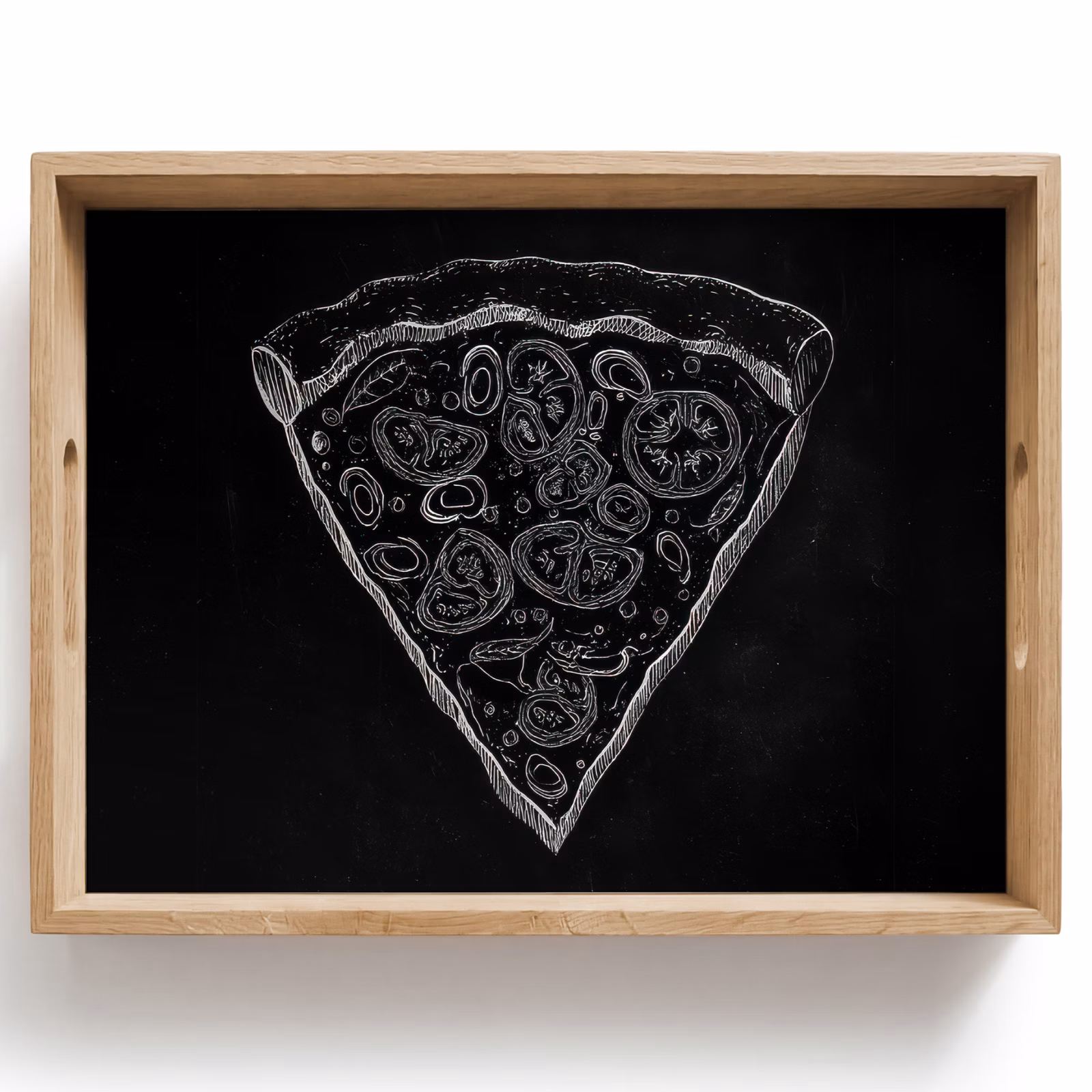 Plateau - Pointe de pizza - Garnitures - Dessin à la craie — 1