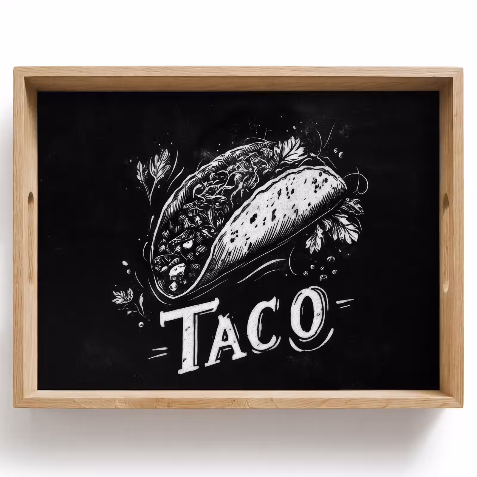 Plateau - Taco - Herbes - Style craie blanche - Texte — 1