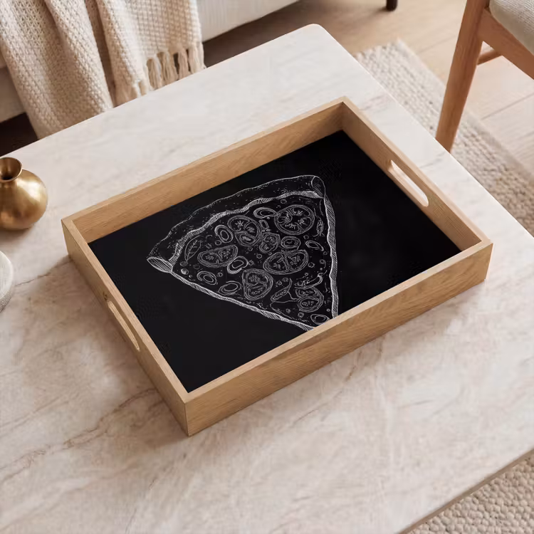 Plateau - Pointe de pizza - Garnitures - Dessin à la craie — 2