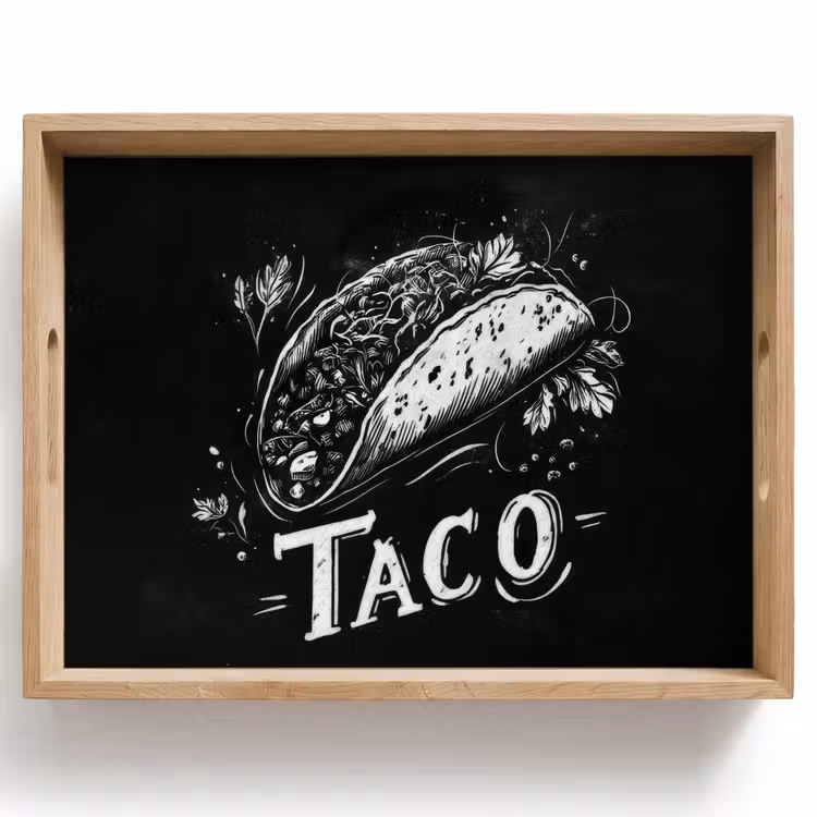 Plateau - Taco - Herbes - Style craie blanche - Texte — 1