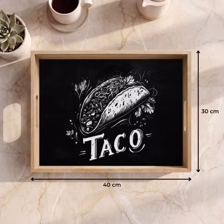 Plateau - Taco - Herbes - Style craie blanche - Texte — 7