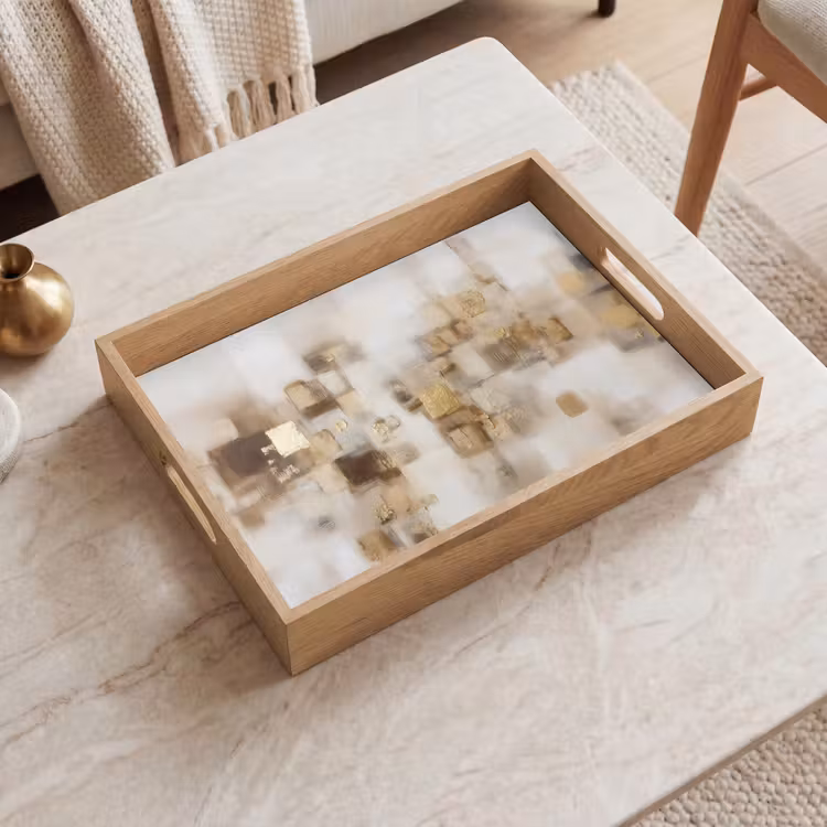 Plateau - Carrés abstraits - Tons de terre - Brumeux — 2