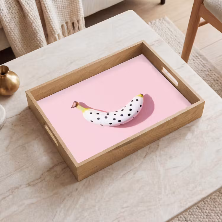 Plateau - Banane - Points - rose — 2