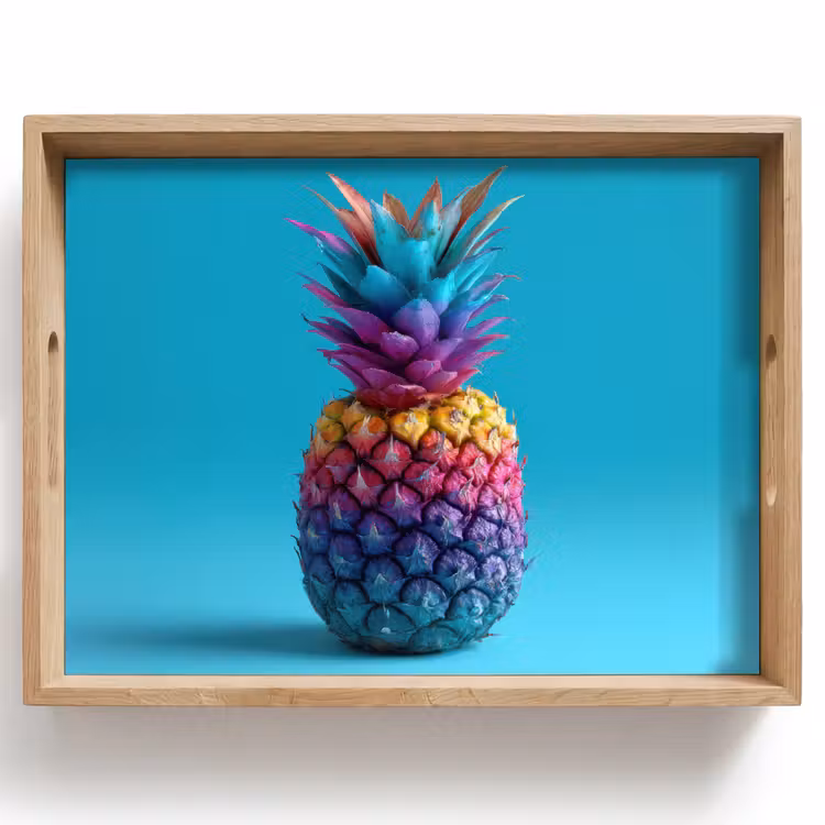 Plateau - Ananas - Arc-en-ciel - Bleu - Pop art — 1