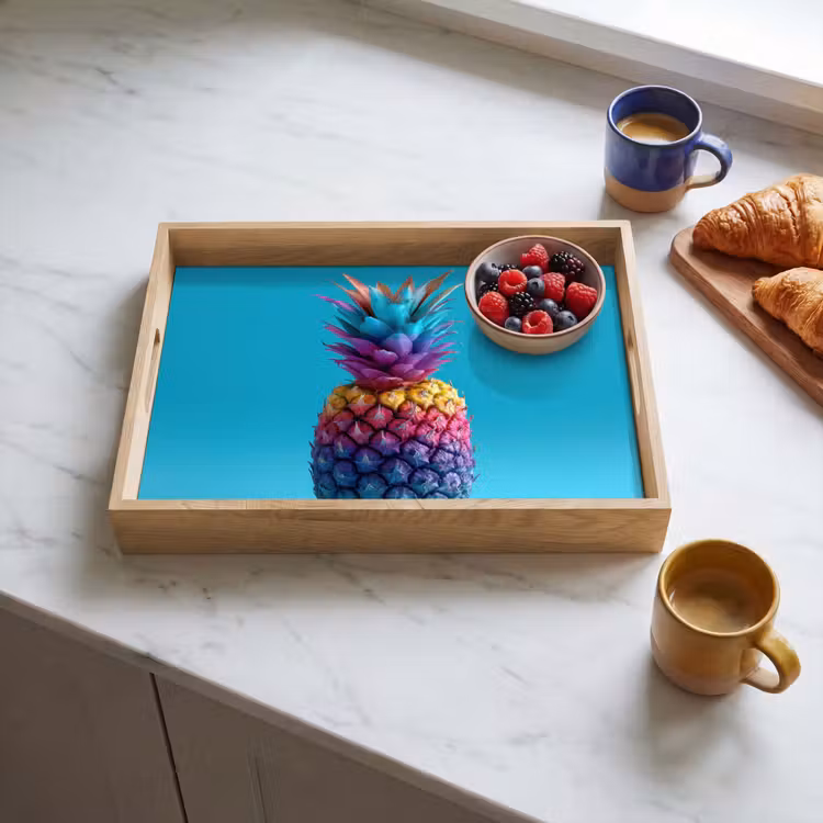 Plateau - Ananas - Arc-en-ciel - Bleu - Pop art — 3