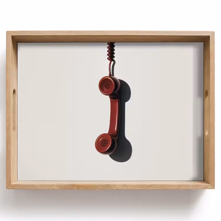 Plateau - Téléphone - Cordon - Rouge - Minimaliste — 1