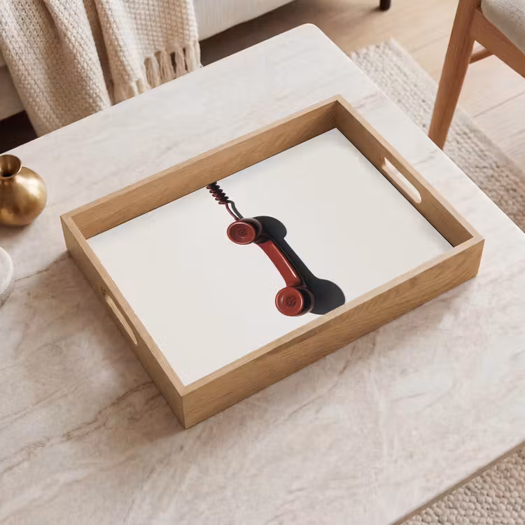 Plateau - Téléphone - Cordon - Rouge - Minimaliste — 2