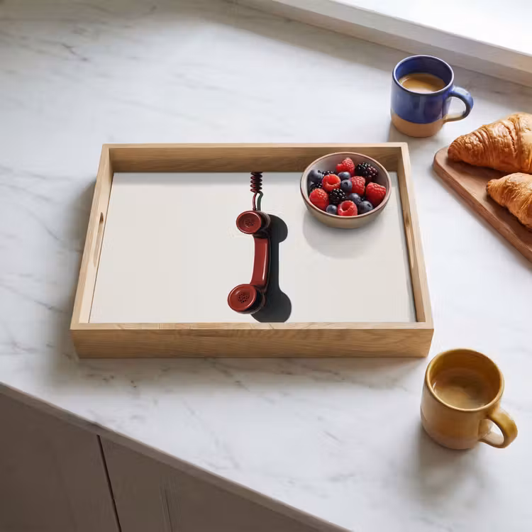 Plateau - Téléphone - Cordon - Rouge - Minimaliste — 3