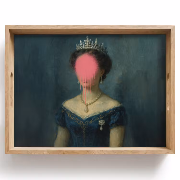 Plateau - Couronne - Goutte de peinture rose - Portrait — 1