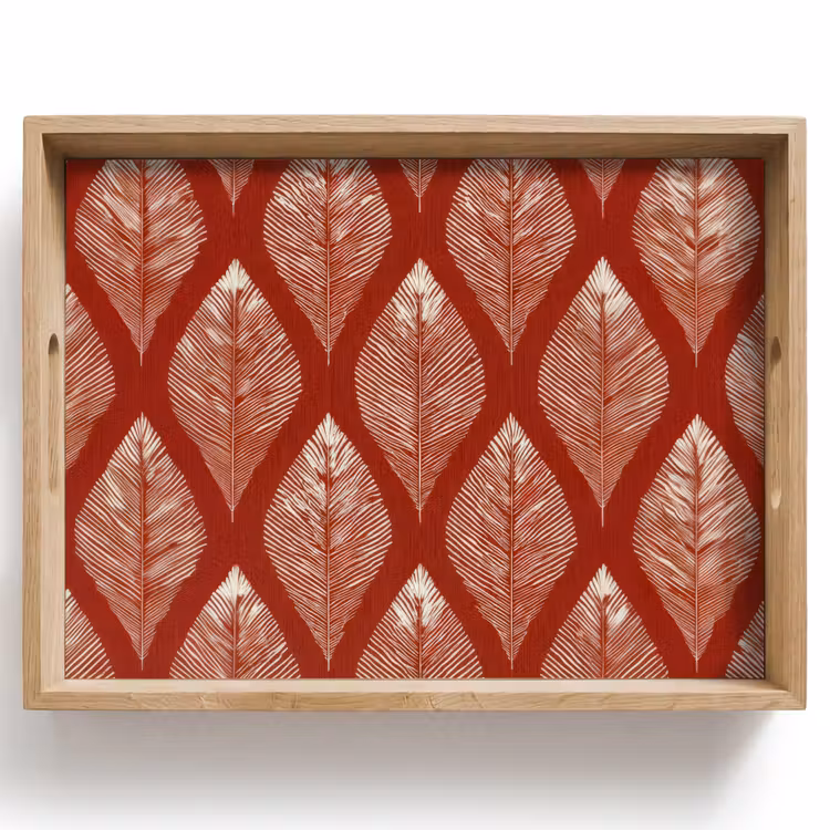 Plateau - Feuilles - Rouge - Elégant — 1