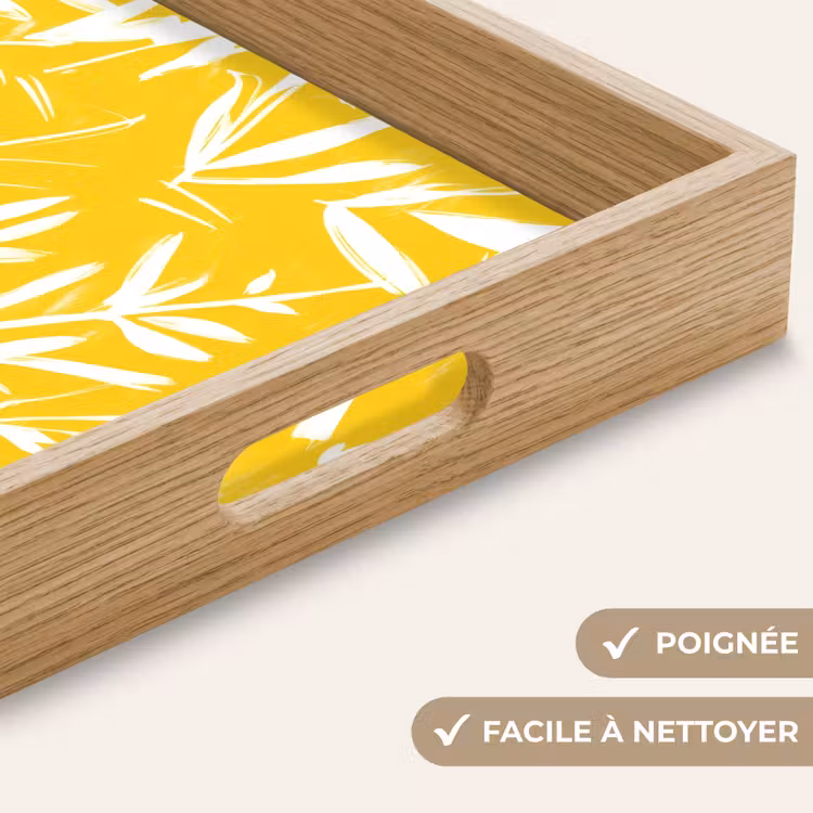 Plateau - Abstrait - Feuilles - Jaune - Coups de pinceau — 8