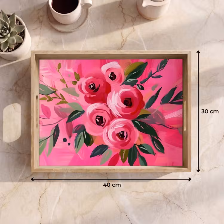 Plateau - Fleurs - Peinture - Rose — 7