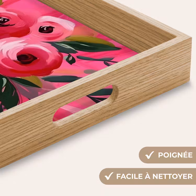 Plateau - Fleurs - Peinture - Rose — 8