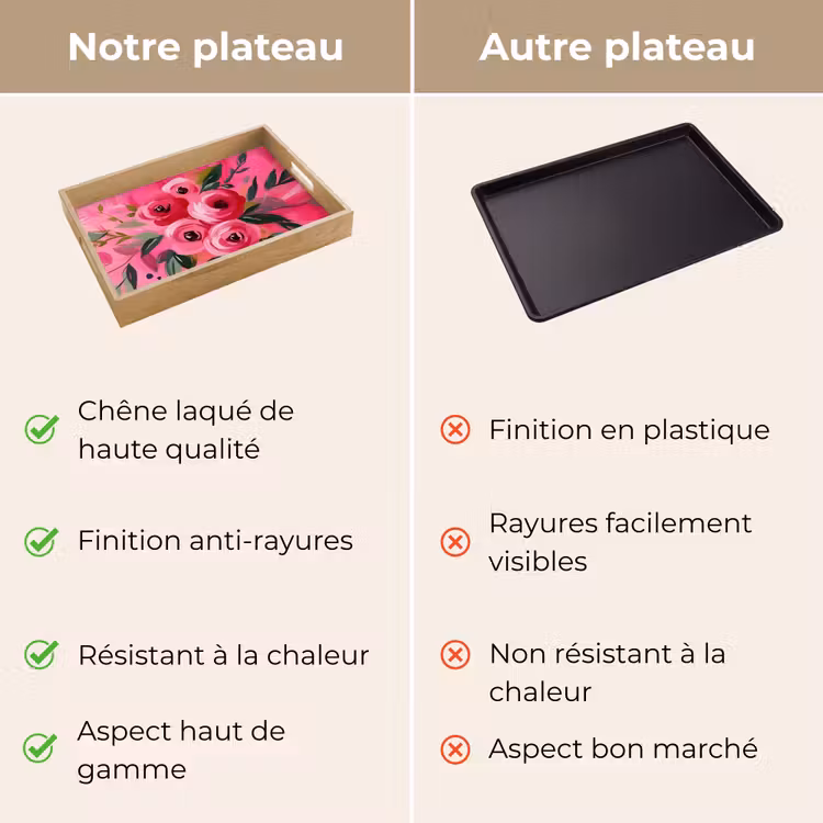Plateau - Fleurs - Peinture - Rose — 9