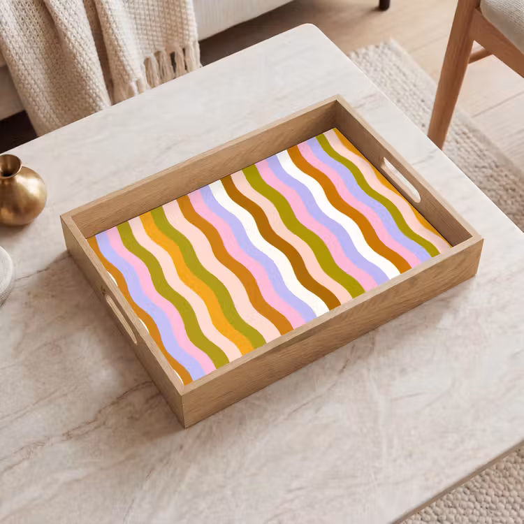 Plateau - lignes - vagues - couleurs pastel - motif — 2