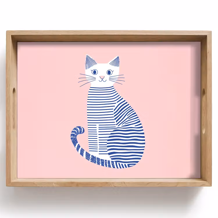Plateau - Chat - Illustration - Minimaliste - Rose — 1