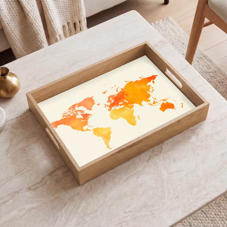 Plateau - Carte du monde - Orange - Coloré — 2