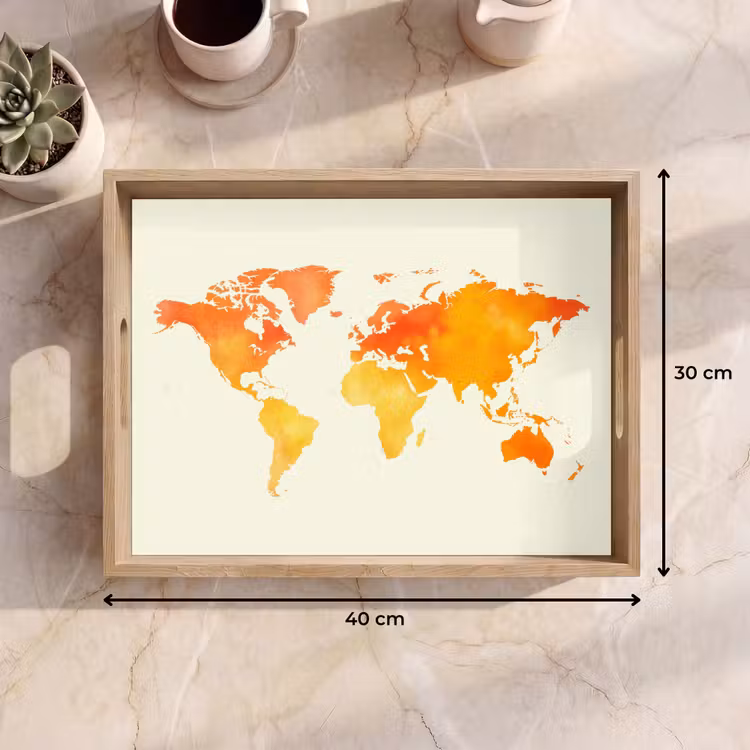 Plateau - Carte du monde - Orange - Coloré — 7