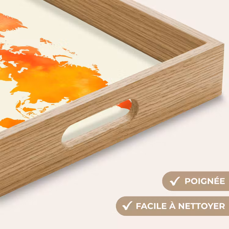 Plateau - Carte du monde - Orange - Coloré — 8