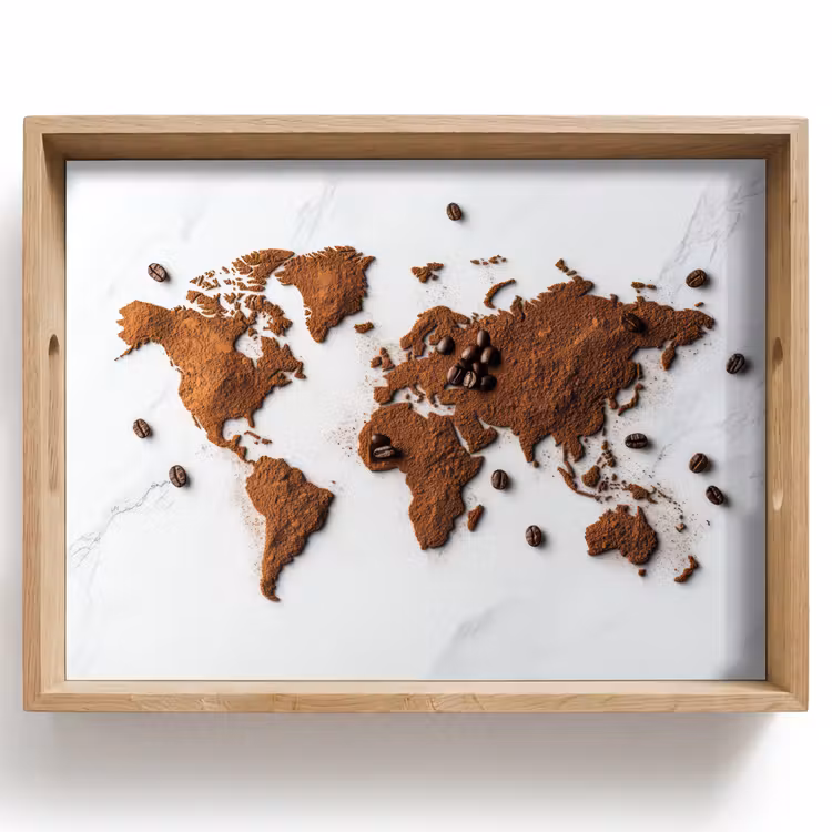 Plateau - Carte du monde - Café - Marbre — 1