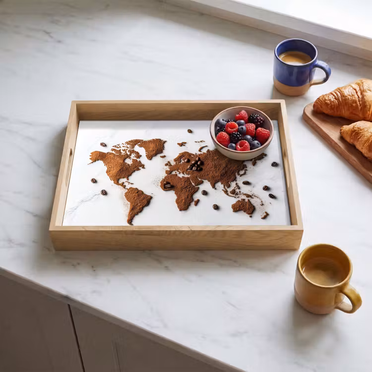 Plateau - Carte du monde - Café - Marbre — 3