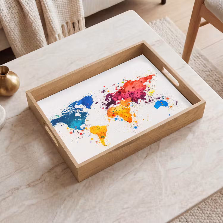 Plateau - Carte du monde - Graffiti - Coloré — 2
