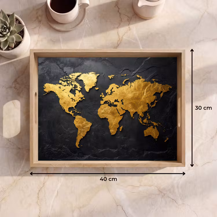 Plateau - Carte du monde - Or - Pierre — 7