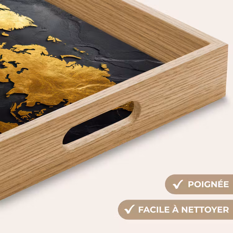 Plateau - Carte du monde - Or - Pierre — 8