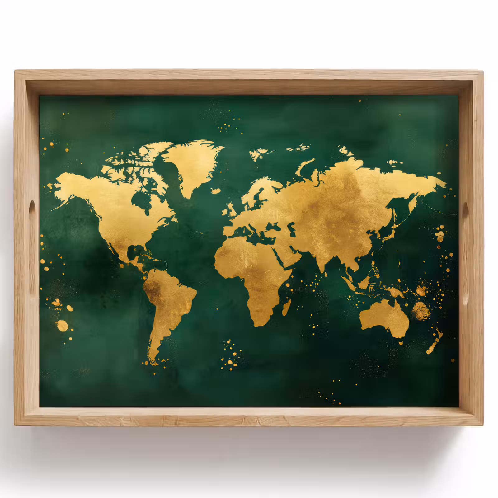 Plateau - Carte du monde - Vert - Or — 1