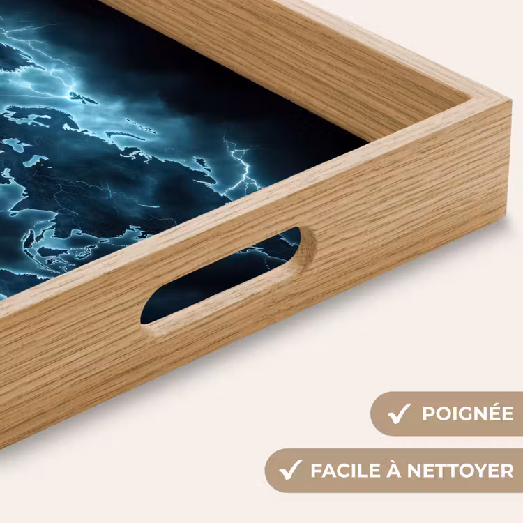 Plateau - Carte du monde - Éclair - Bleu — 8