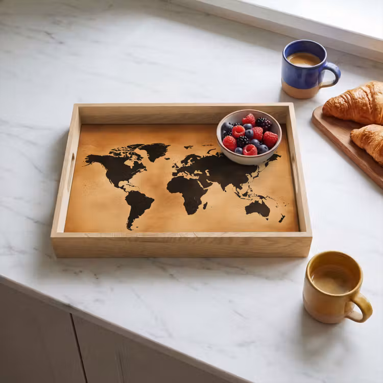 Plateau - Carte du monde - Marron - Carte — 3