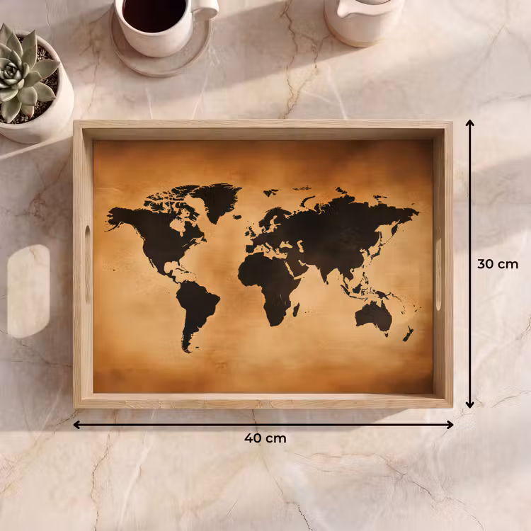 Plateau - Carte du monde - Marron - Carte — 7