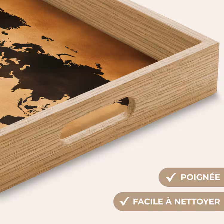 Plateau - Carte du monde - Marron - Carte — 8