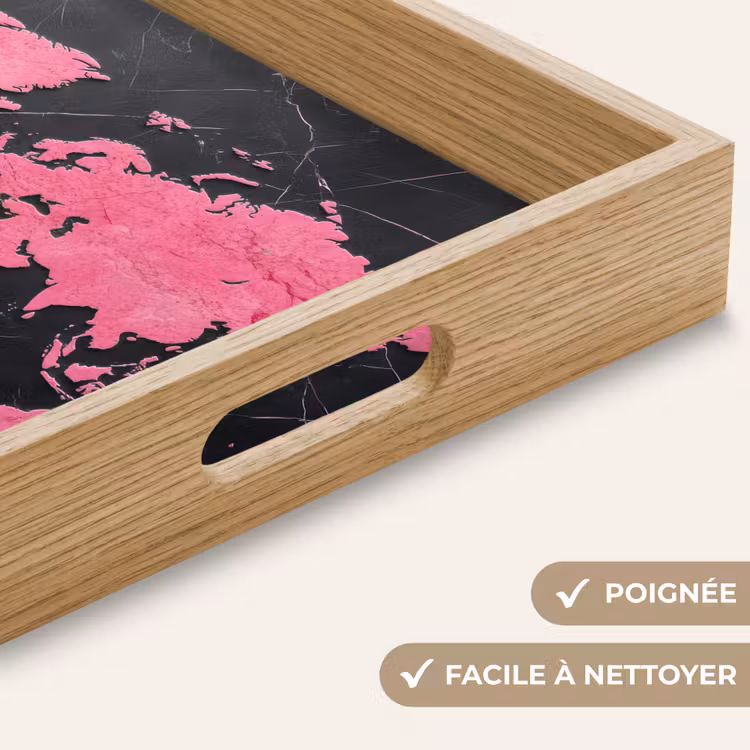 Plateau - Carte du monde - Rose - Marbre — 8