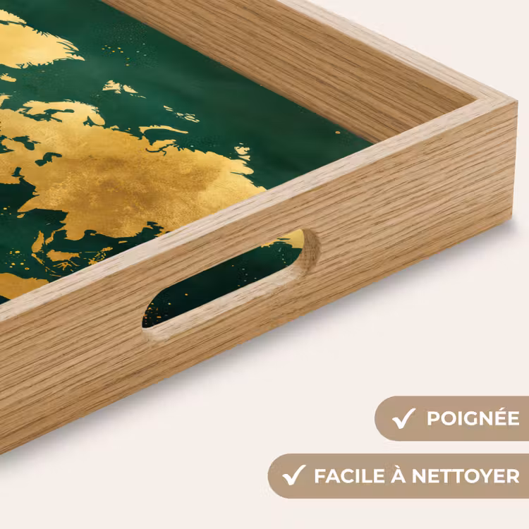 Plateau - Carte du monde - Vert - Or — 8