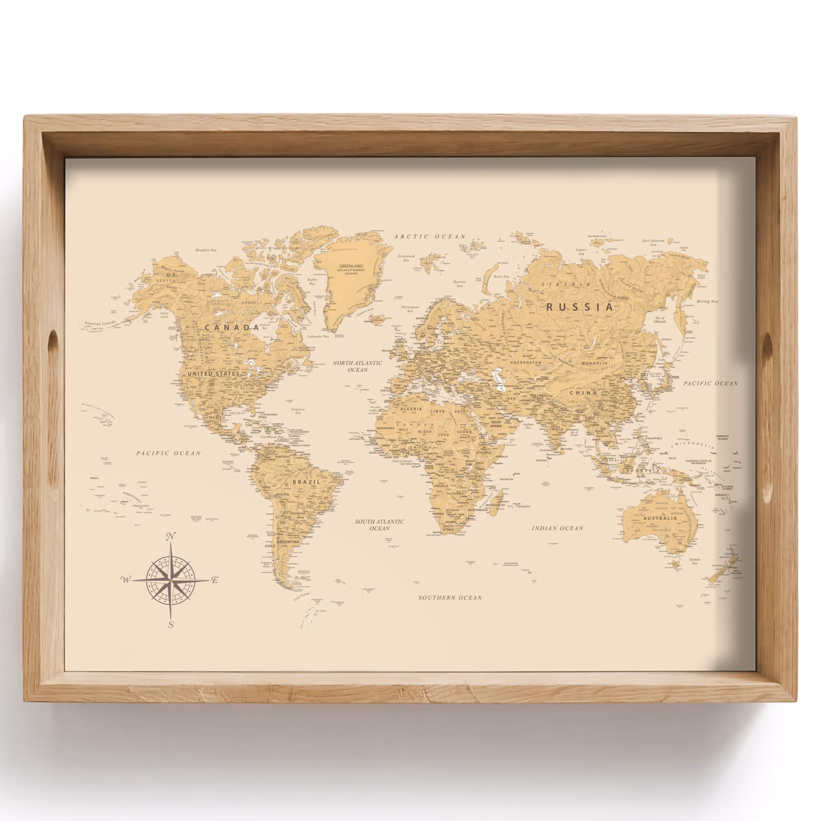 Plateau - Carte du monde - Réaliste - Beige — 1