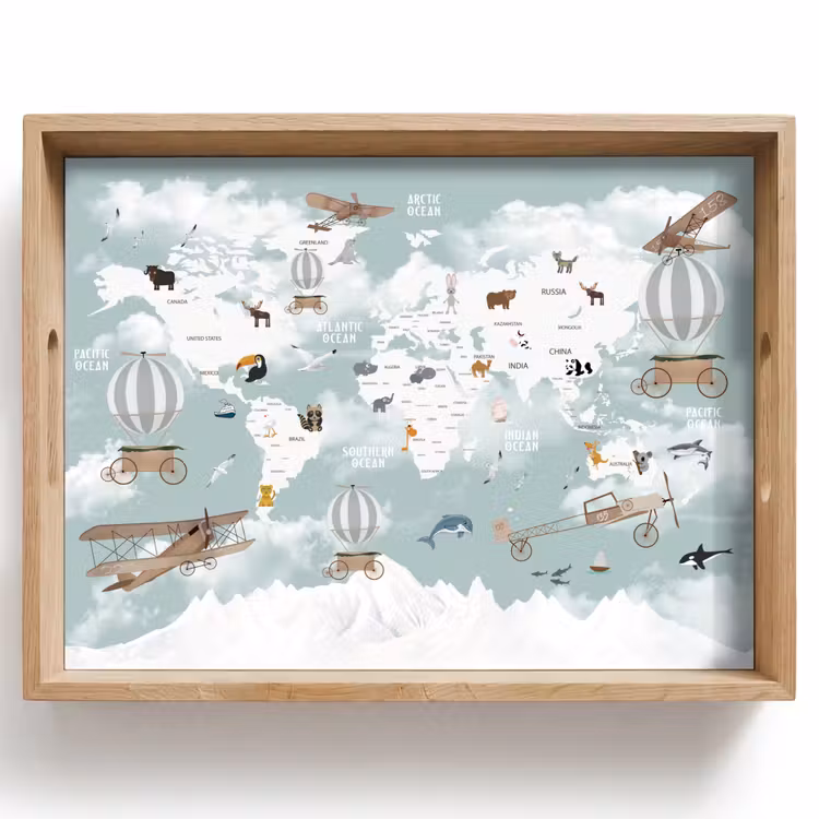 Plateau - Carte du monde - Enfant - Avion — 1