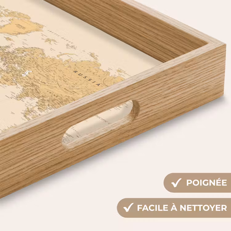 Plateau - Carte du monde - Réaliste - Beige — 8