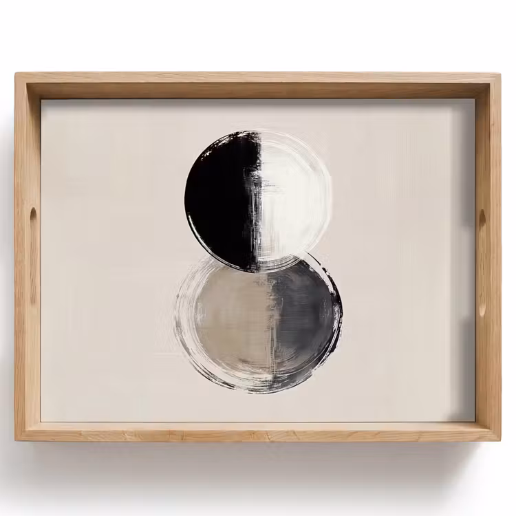 Plateau - Cercles - Rayures - Minimaliste - Noir — 1