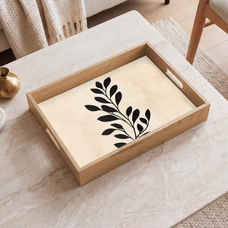 Plateau - Minimaliste - Branche - Feuilles - Noir — 2