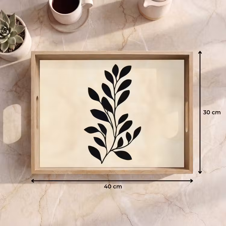 Plateau - Minimaliste - Branche - Feuilles - Noir — 7