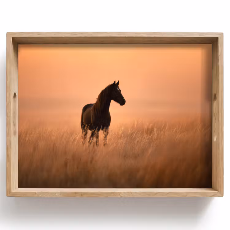Plateau - Cheval - Pelouse - Coucher de soleil — 1