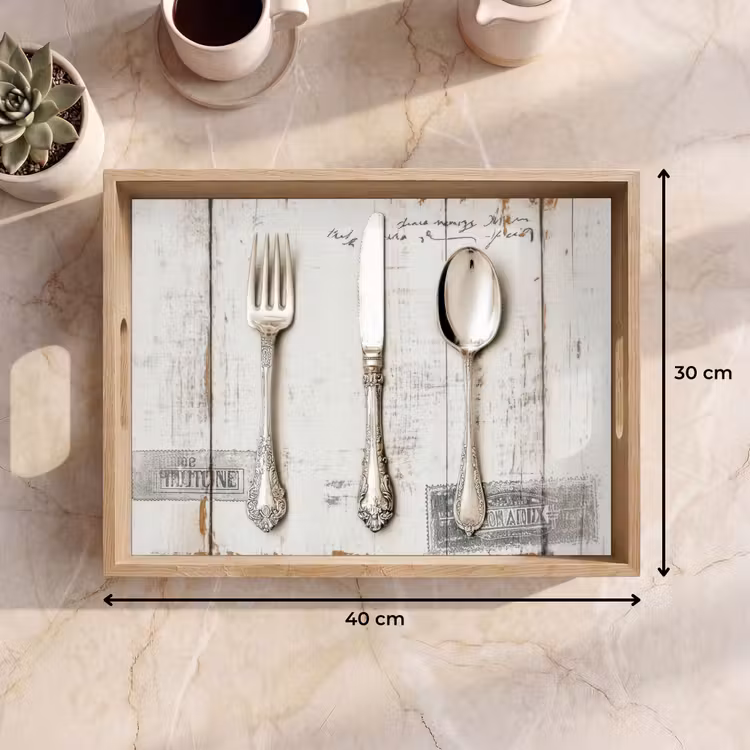 Plateau - Argent - Couverts - Bois — 7