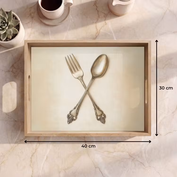 Plateau - Beige - Vintage - Couverts — 7