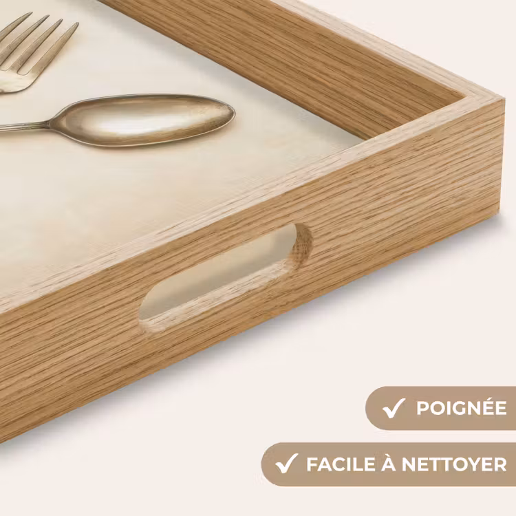 Plateau - Beige - Vintage - Couverts — 8